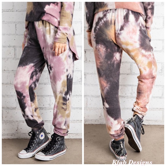 ❤️LAST! RUSTIC TIE DYE FLEECED LOUNGING JOGGERS! - Picture 7 of 7